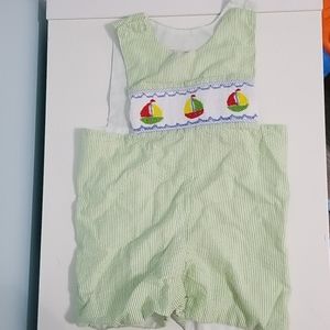 Seersucker smocked boys outfit 12 month